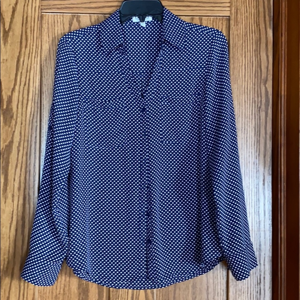 Navy blue polka dot blouse